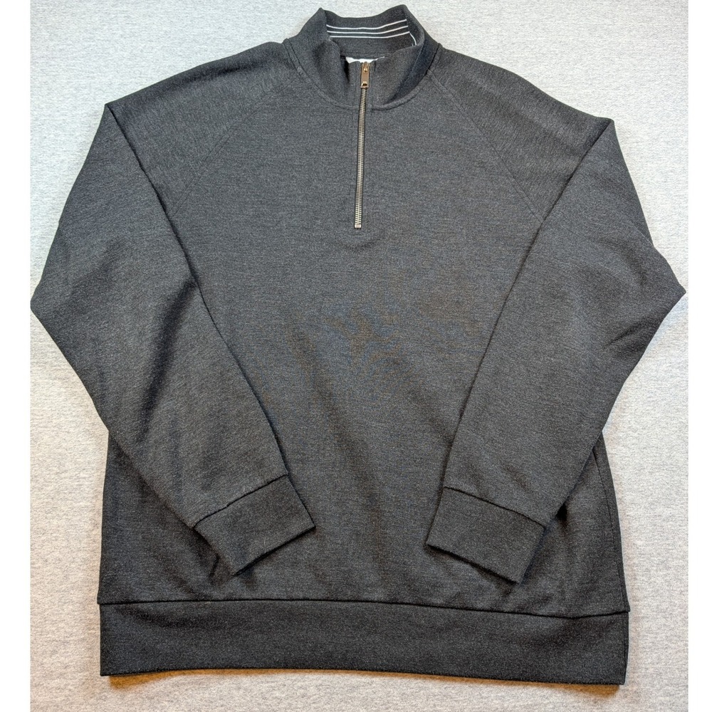 Reiss Matty Mens Charcoal Grey Quarter Zip Pullover Sweatshirt Size L Raglan